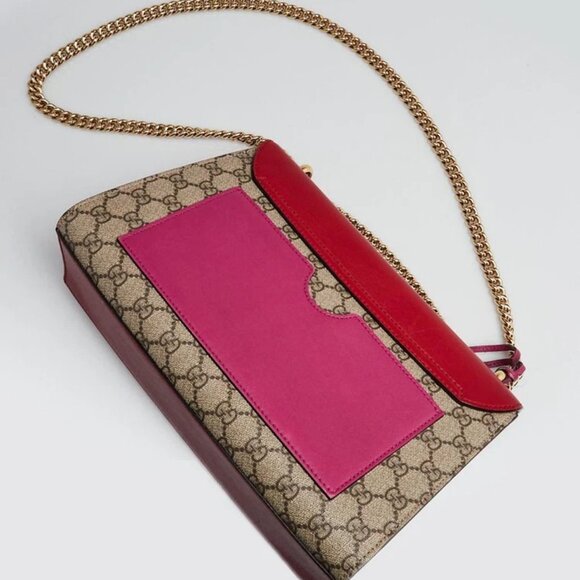 Gucci Red GG Supreme Coated Canvas Padlock Medium Shoulder Bag - Picture 3 of 10